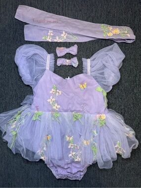 Arabella & Rose Cupcake Lavender Baby Girl Tulle Party Romper size 1